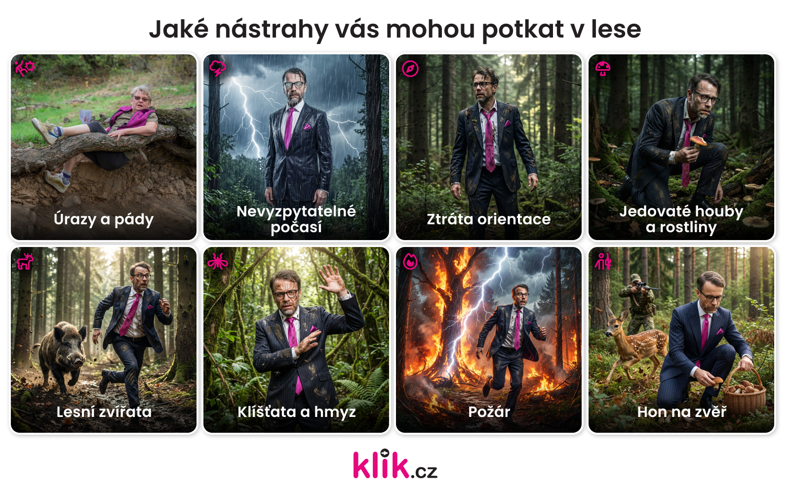 seznam situaci co vas muže potkat v lese