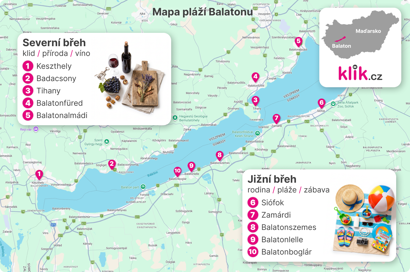 mapa pláží balaton