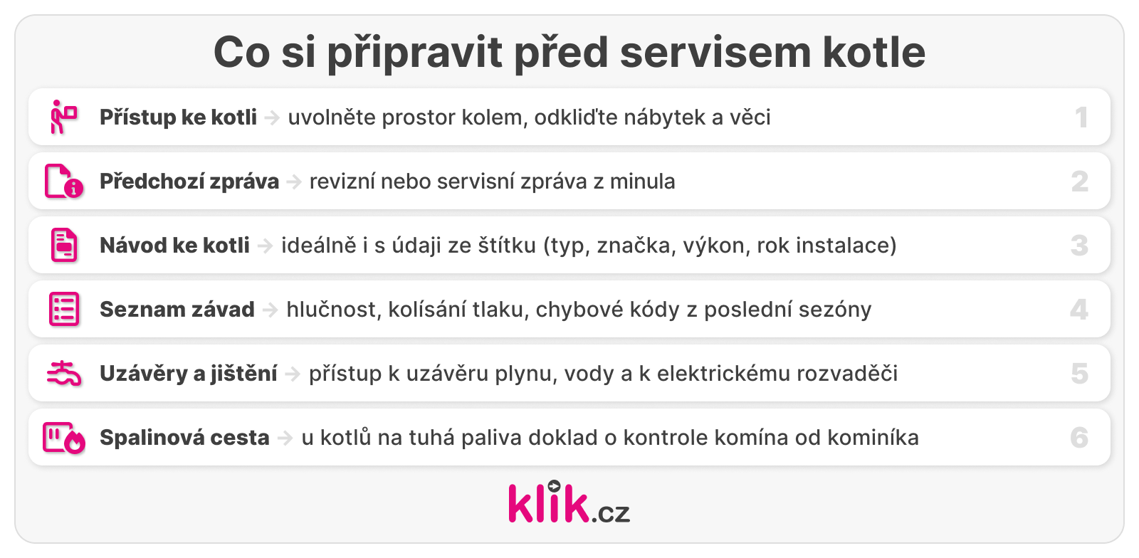 checklist co si připravit před servisem kotle