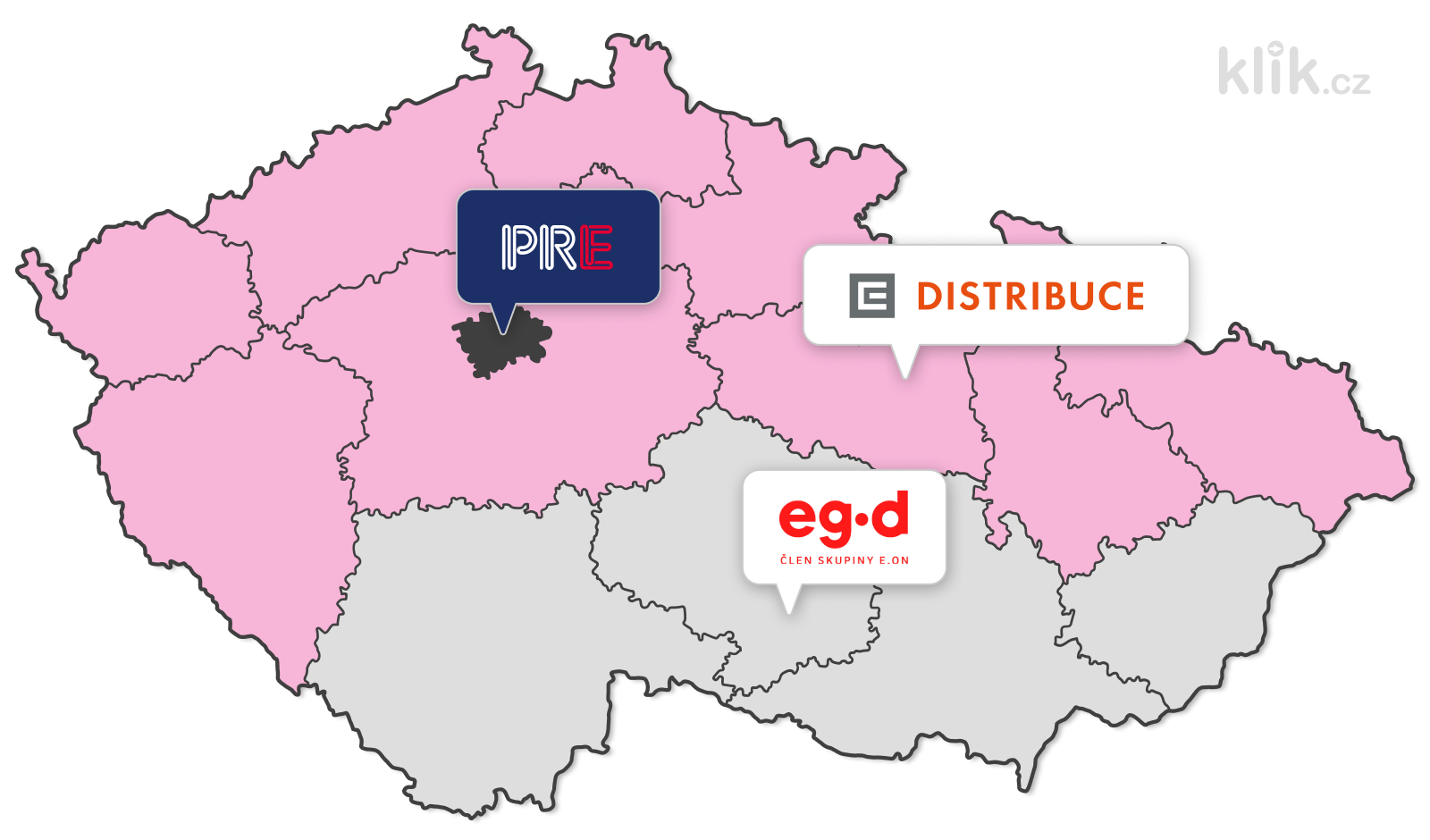 Mapa distributorů elektřiny v ČR_PC